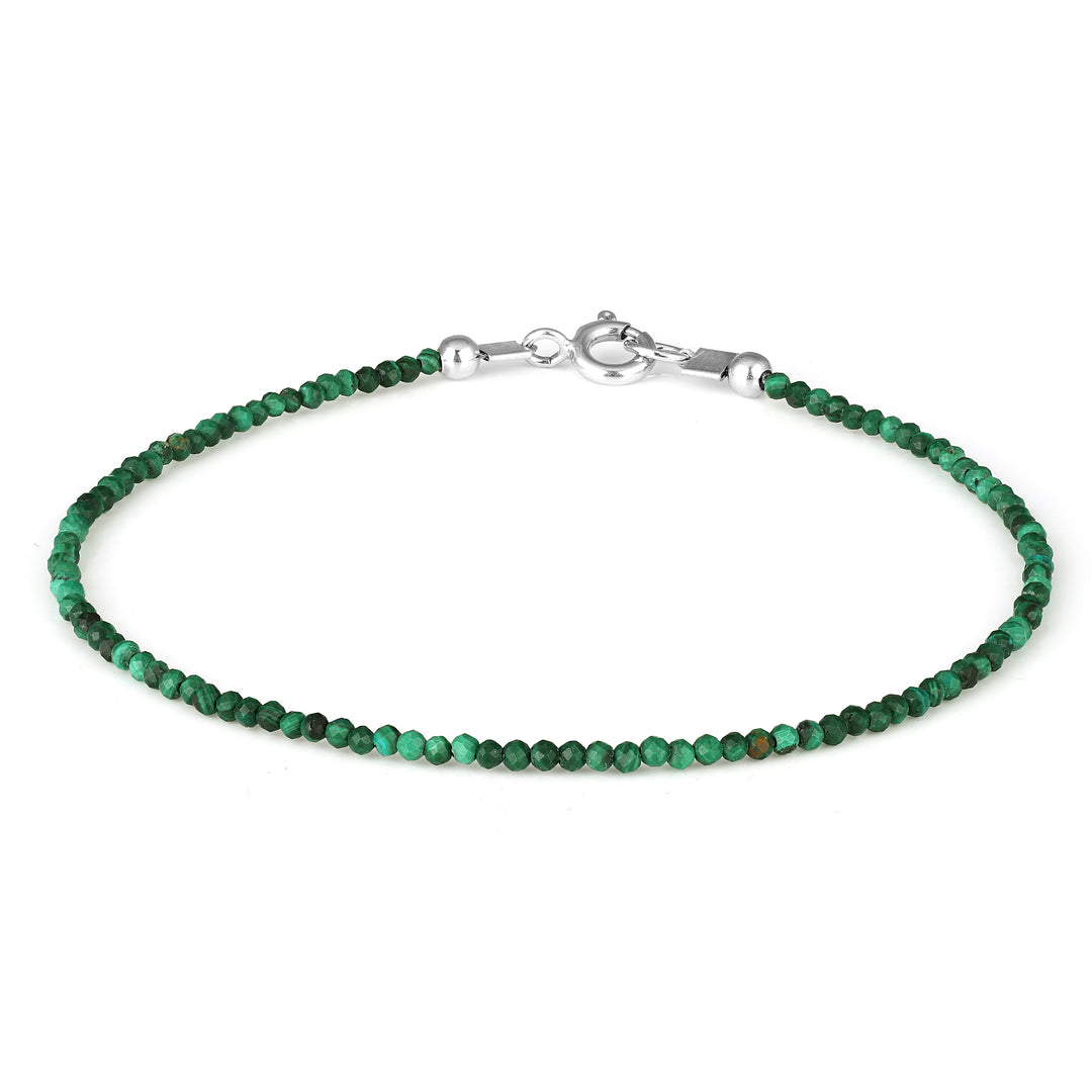 Malachite Beads Silver Bracelet