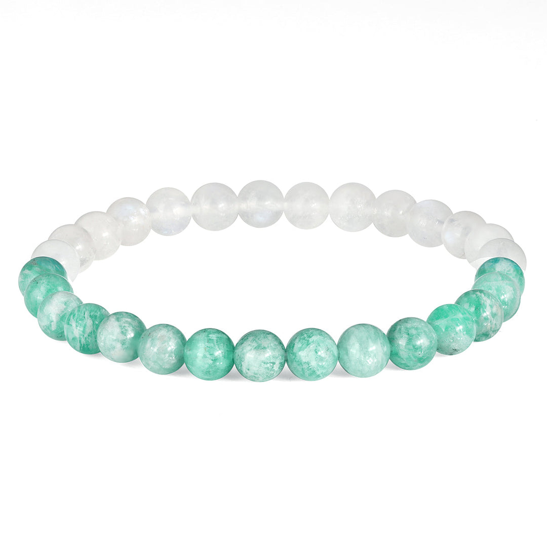 Amazonite and Moonstone Unisex Stretch Bracelet