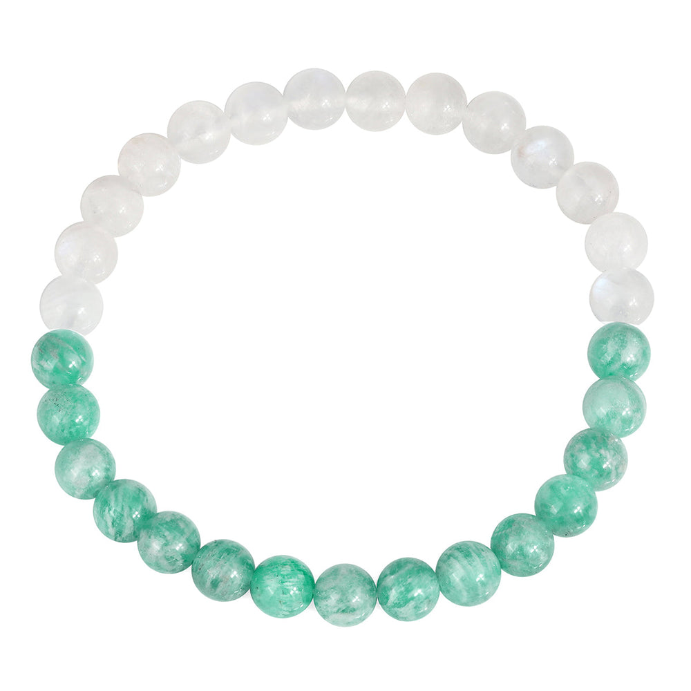 Amazonite and Moonstone Unisex Stretch Bracelet