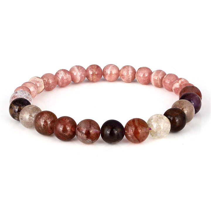 Phantom Quartz and Rhodochrosite Stretch Bracelet