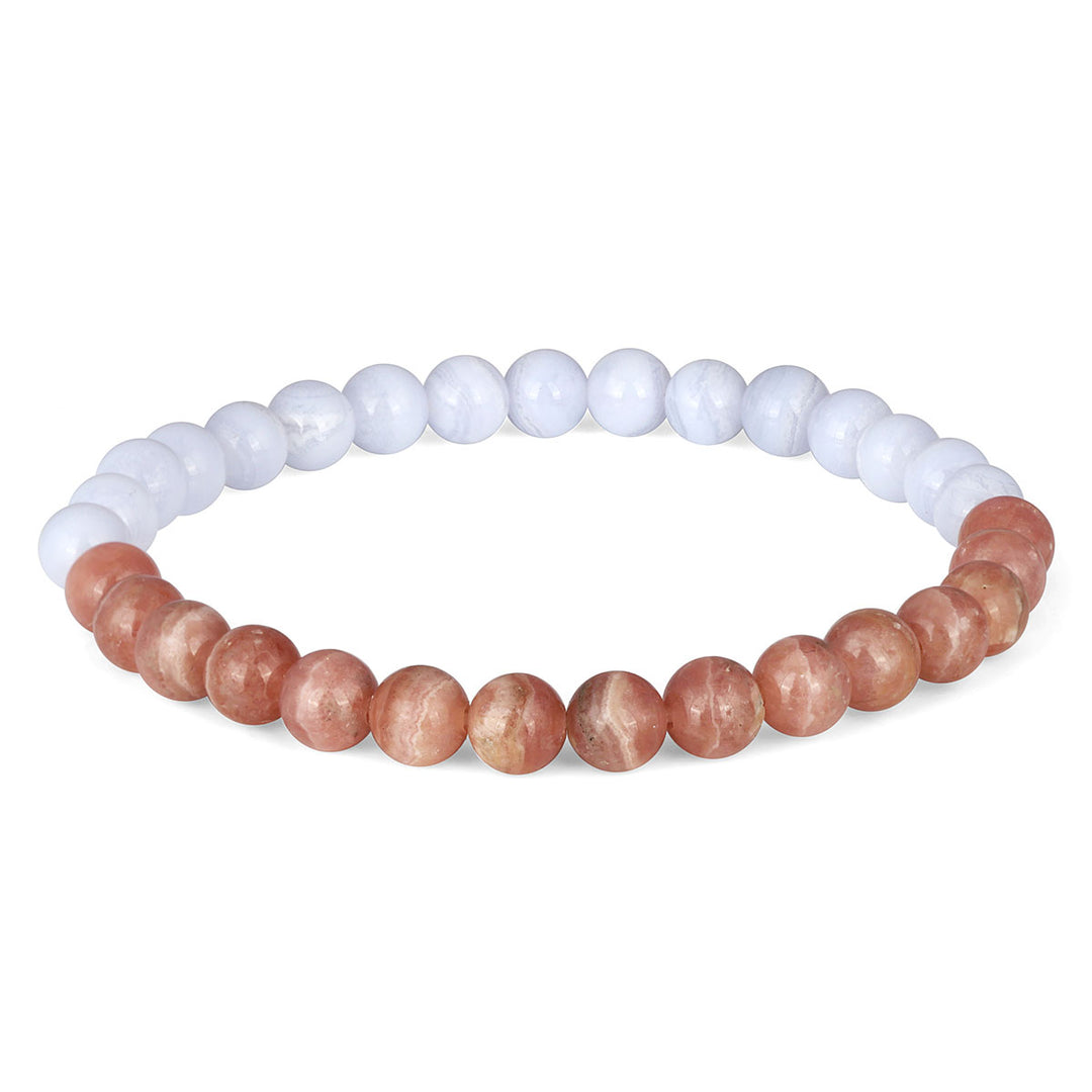 Blue Lace Agate and Rhodochrosite Stretch Bracelet