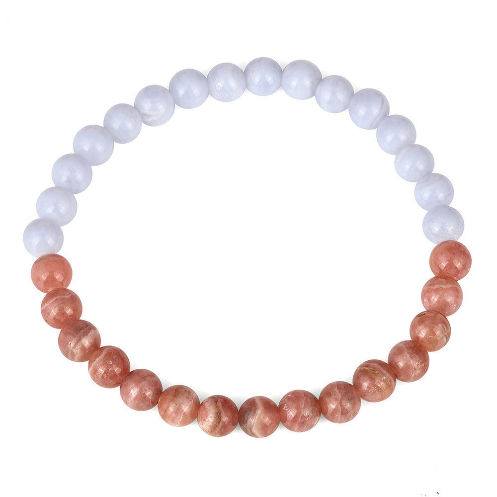 Blue Lace Agate and Rhodochrosite Stretch Bracelet