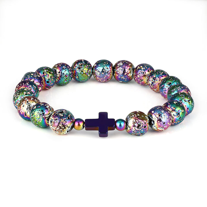 Lava and Hematite Beads Stretch Bracelet