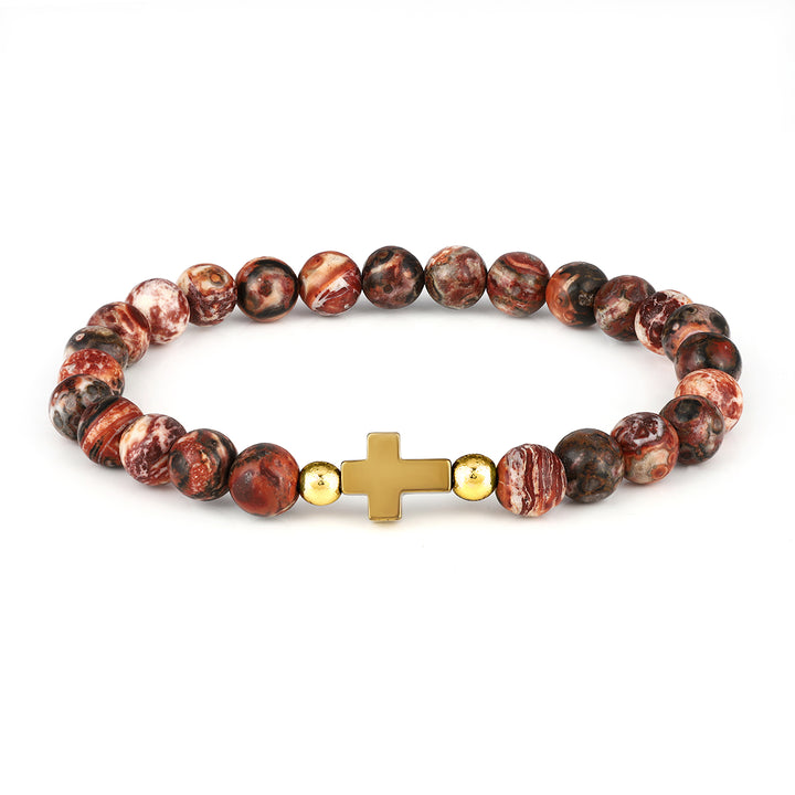 Leopard Skin Jasper and Hematite Stretch Bracelet