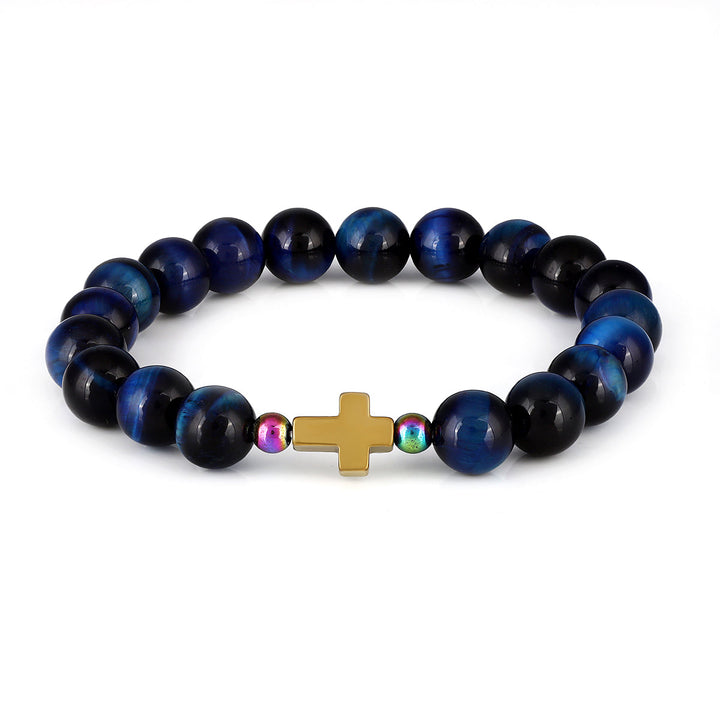 Blue Tiger's Eye and Hematite Stretch Bracelet