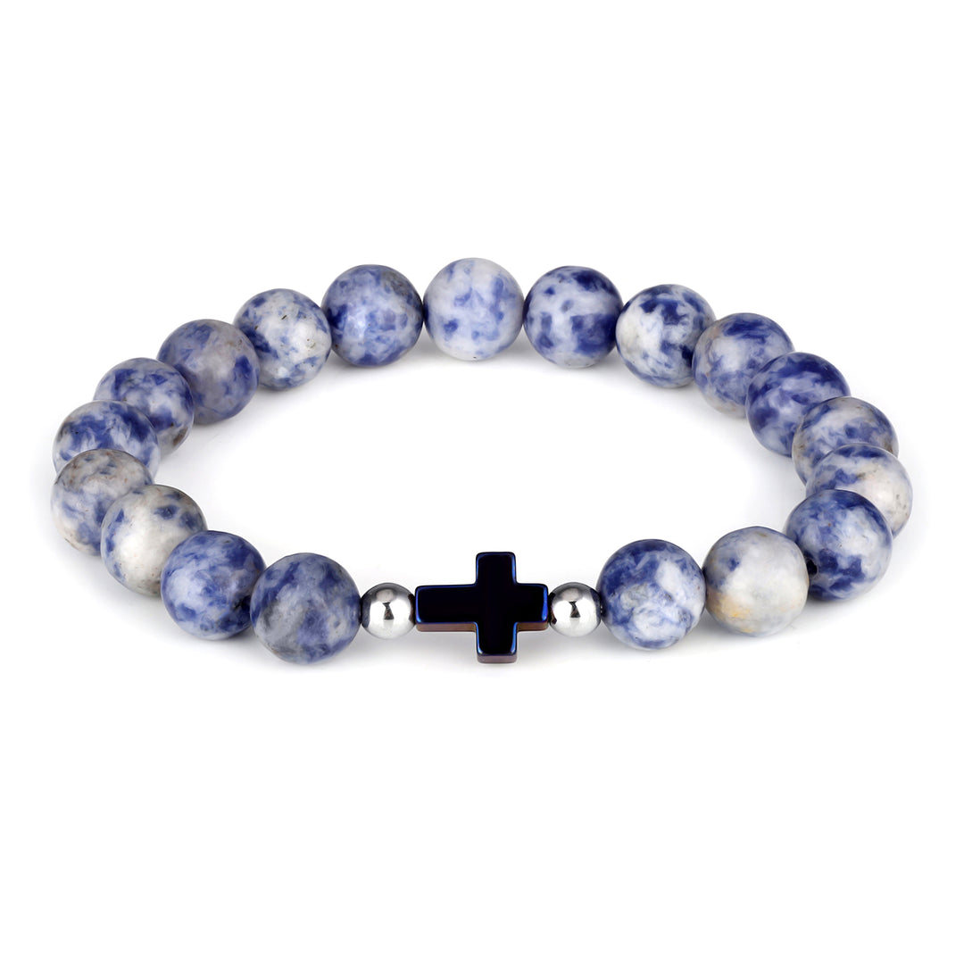 Blue Spot Jasper and Hematite Stretch Bracelet