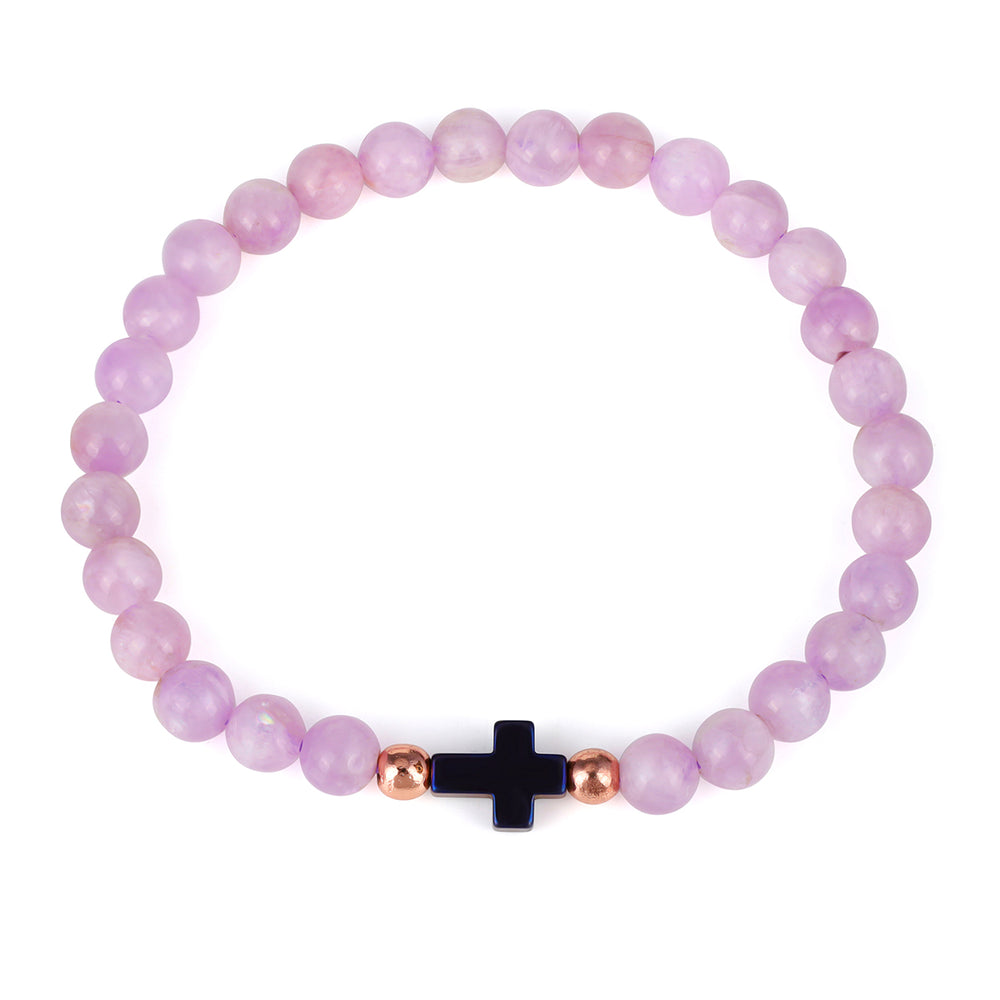 Kunzite and Hematite Stretch Bracelet