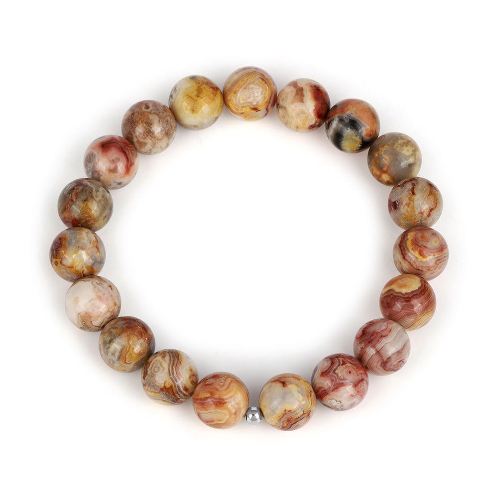 Crazy Lace Agate Beads Stretch Bracelet