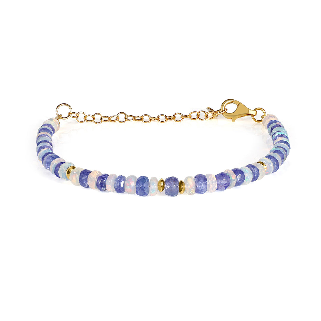 Tanzanite and Ethiopian Opal Silver Bracelet