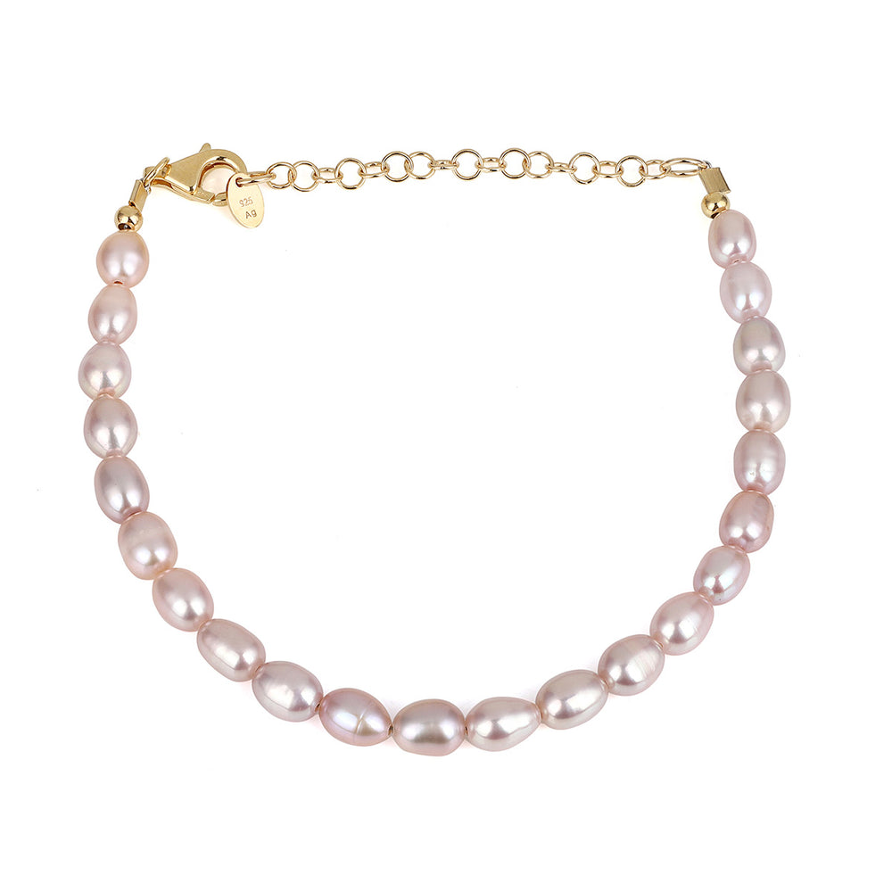 Cultured Pearl Beads Silver Bracelet