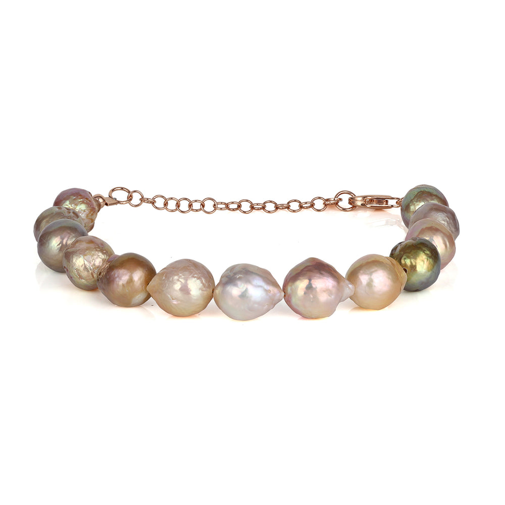 Mystic Pink Pearl Beads Silver Bracelet
