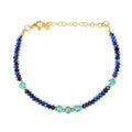 Lapis Lazuli and Apatite Silver Bracelet
