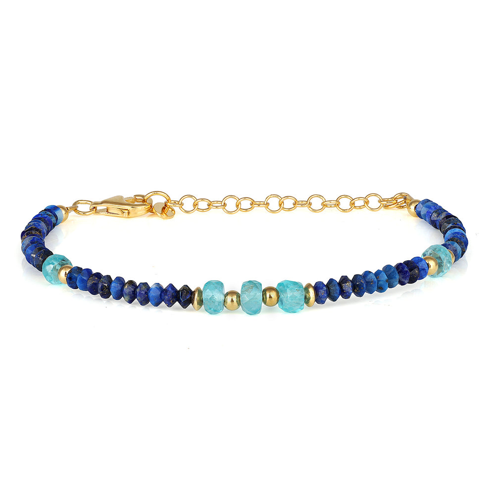 Lapis Lazuli and Apatite Silver Bracelet