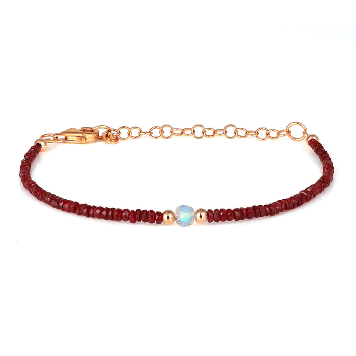 Ruby and Ethiopian Opal Silver Bracelet