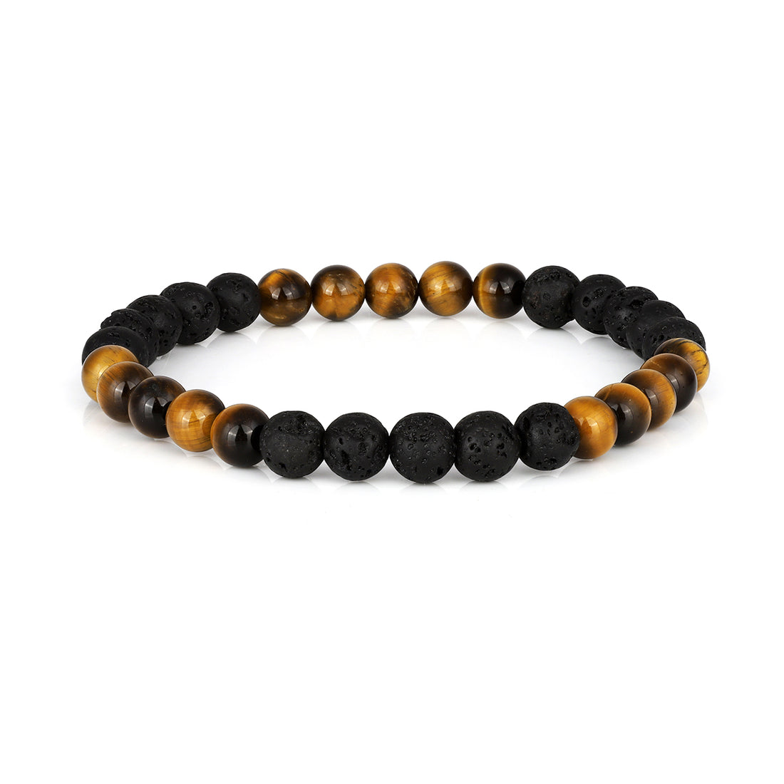 Lava and Brown Tiger's Eye Beads Stretch Bracelet