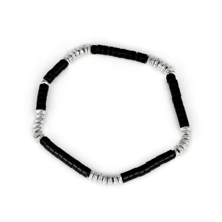 Black Onyx and Hematite Stretch Bracelet