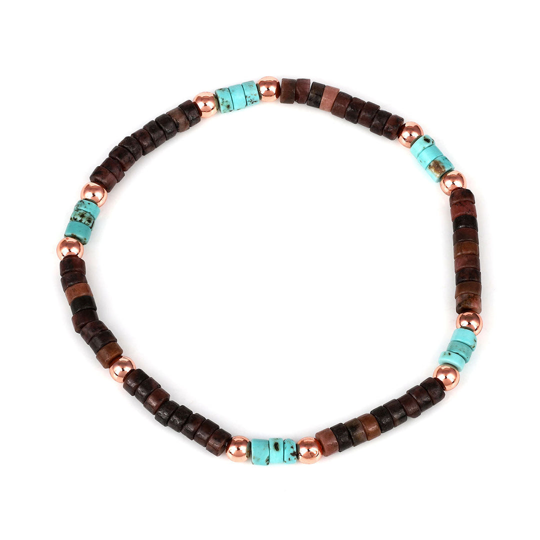 Rhodonite, Turquoise and Hematite Stretch Bracelet