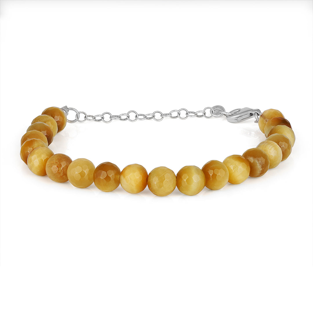 Yellow Tiger's Eye Silver Bracelet