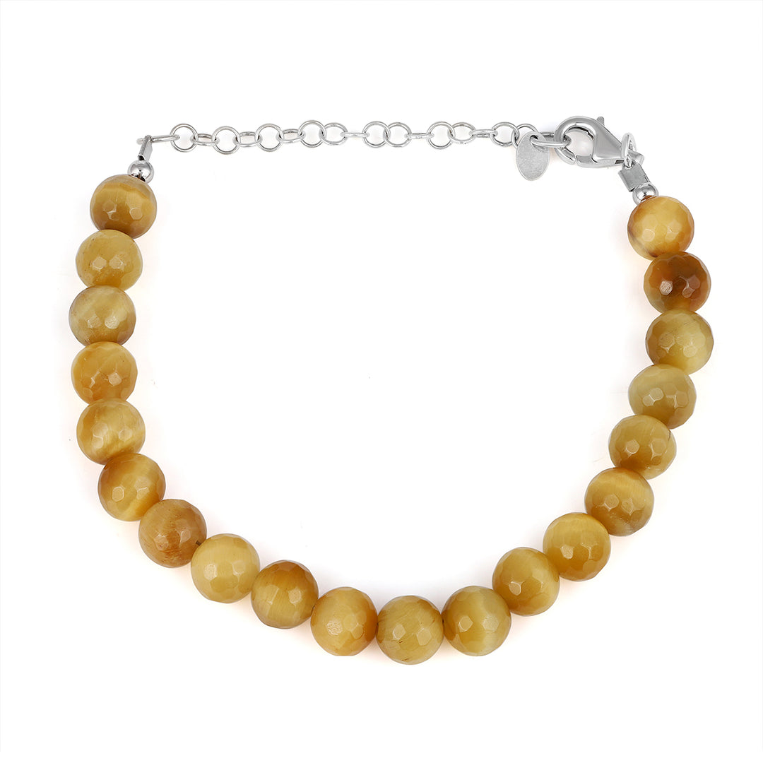 Yellow Tiger's Eye Silver Bracelet