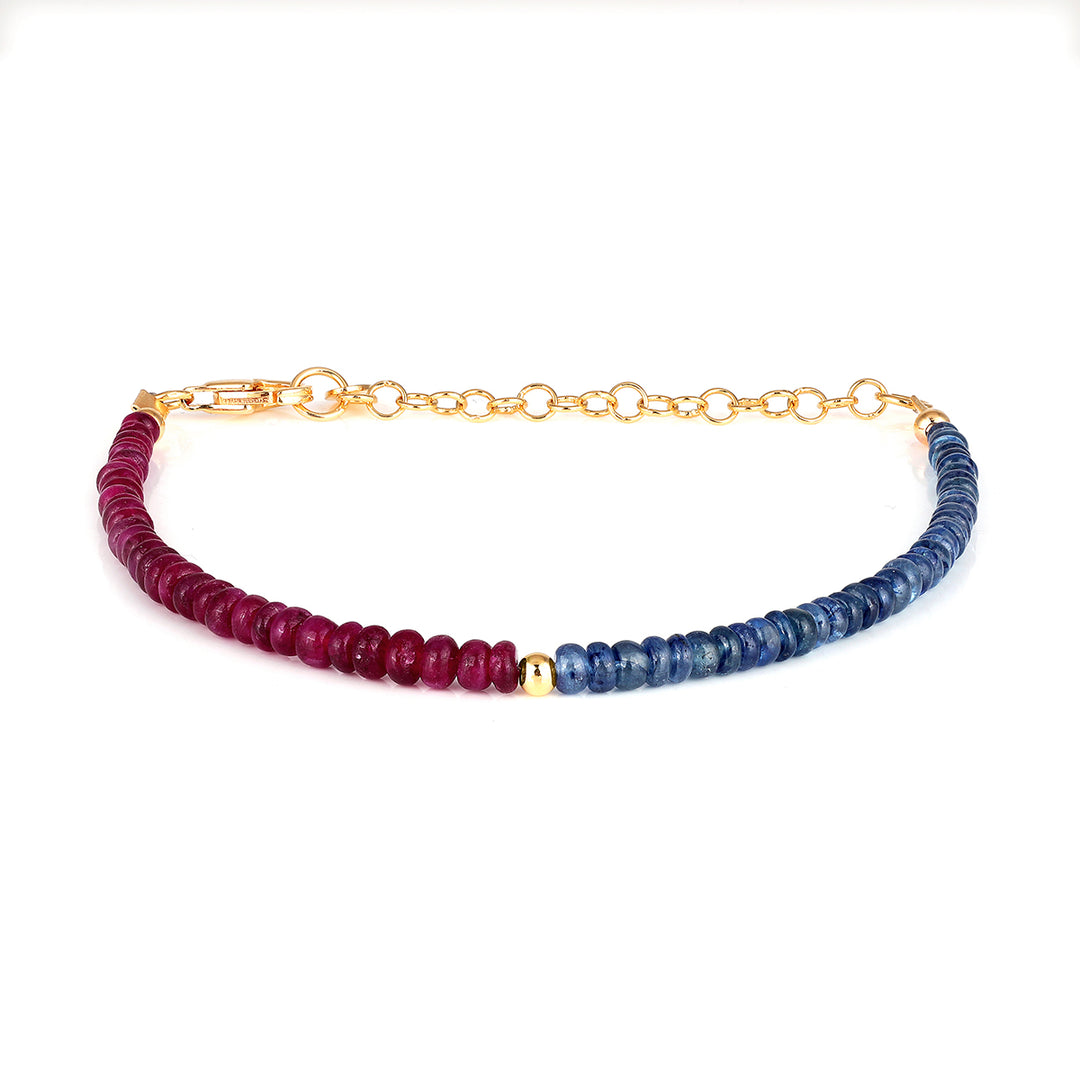 Blue Sapphire and Ruby Silver Unisex Bracelet