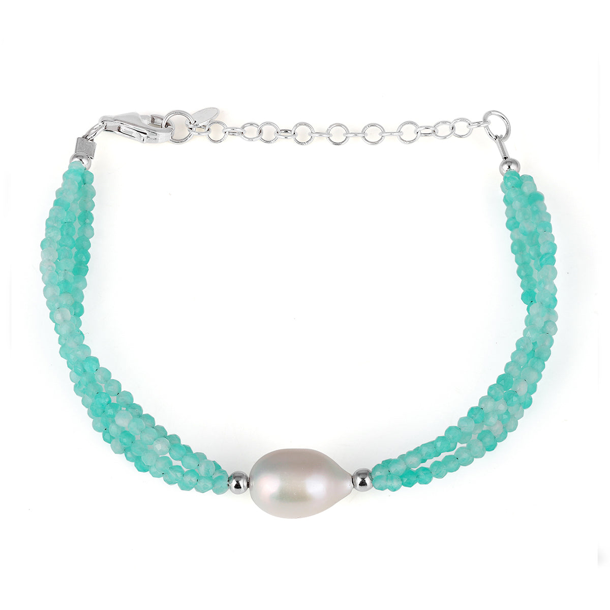 Amazonite and Pearl Silver Bracelet