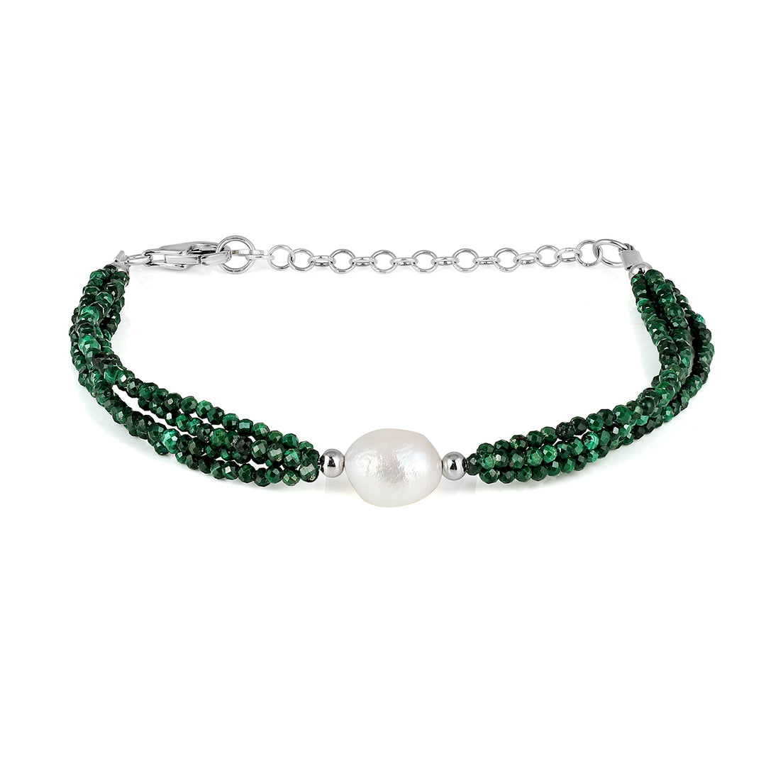 Malachite and Pearl Silver Bracelet