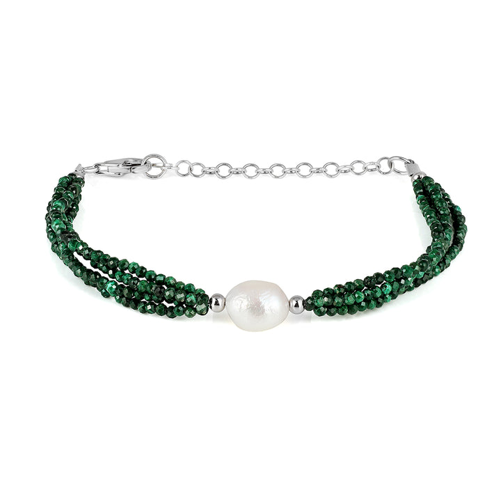 Malachite and Pearl Silver Bracelet