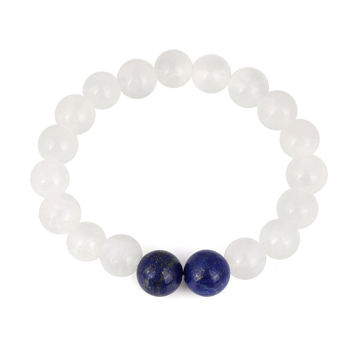 Selenite and Lapis Lazuli Stretch Bracelet