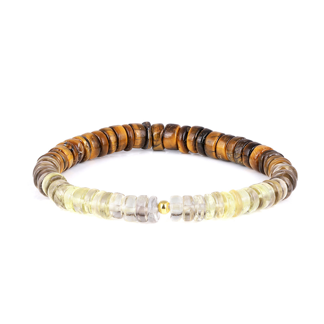 Tiger's Eye, Lemon and Smoky Quartz Stretch Bracelet