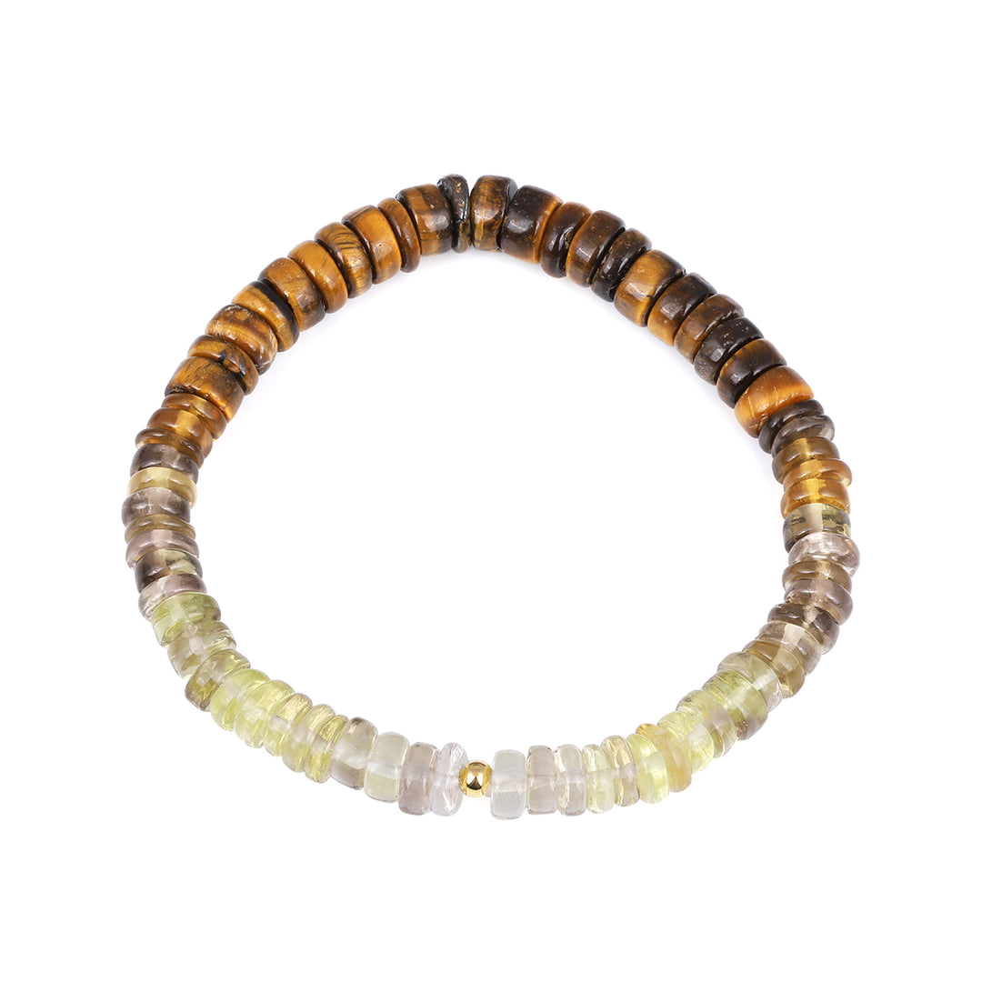 Tiger's Eye, Lemon and Smoky Quartz Stretch Bracelet