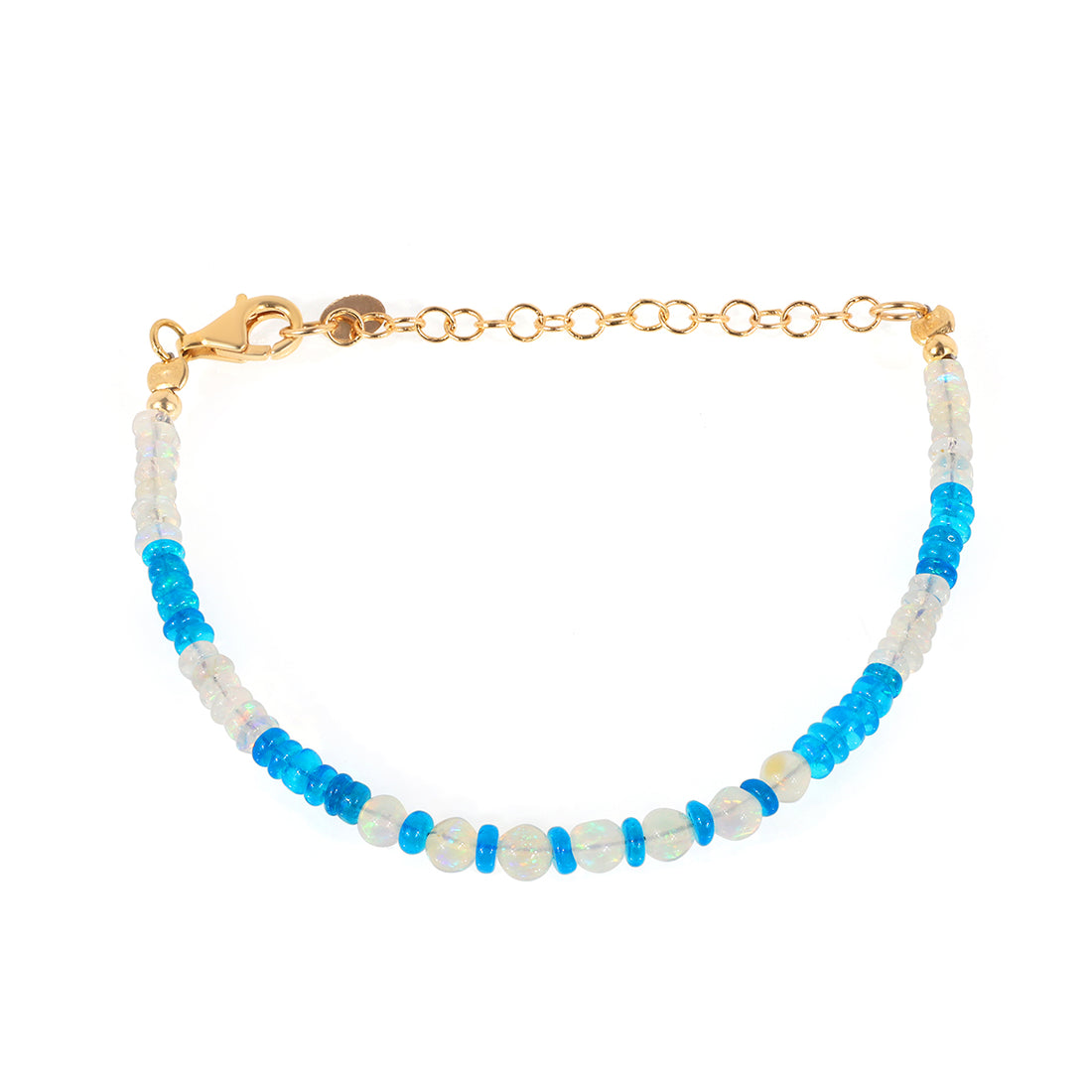 Blue and White Ethiopian Opal Silver Bracelet