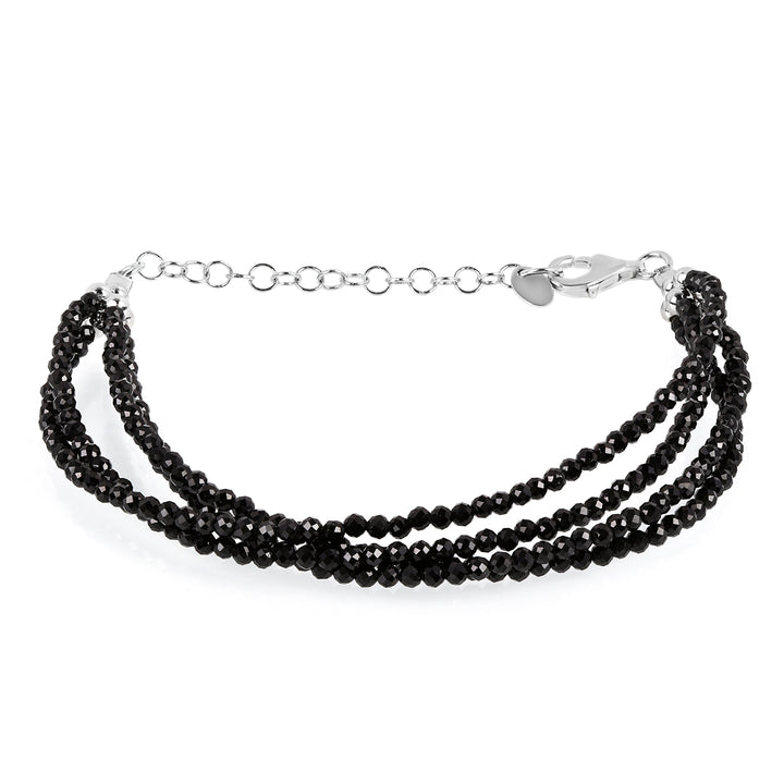 Black Spinel Layered Silver Bracelet