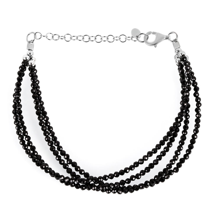 Black Spinel Layered Silver Bracelet