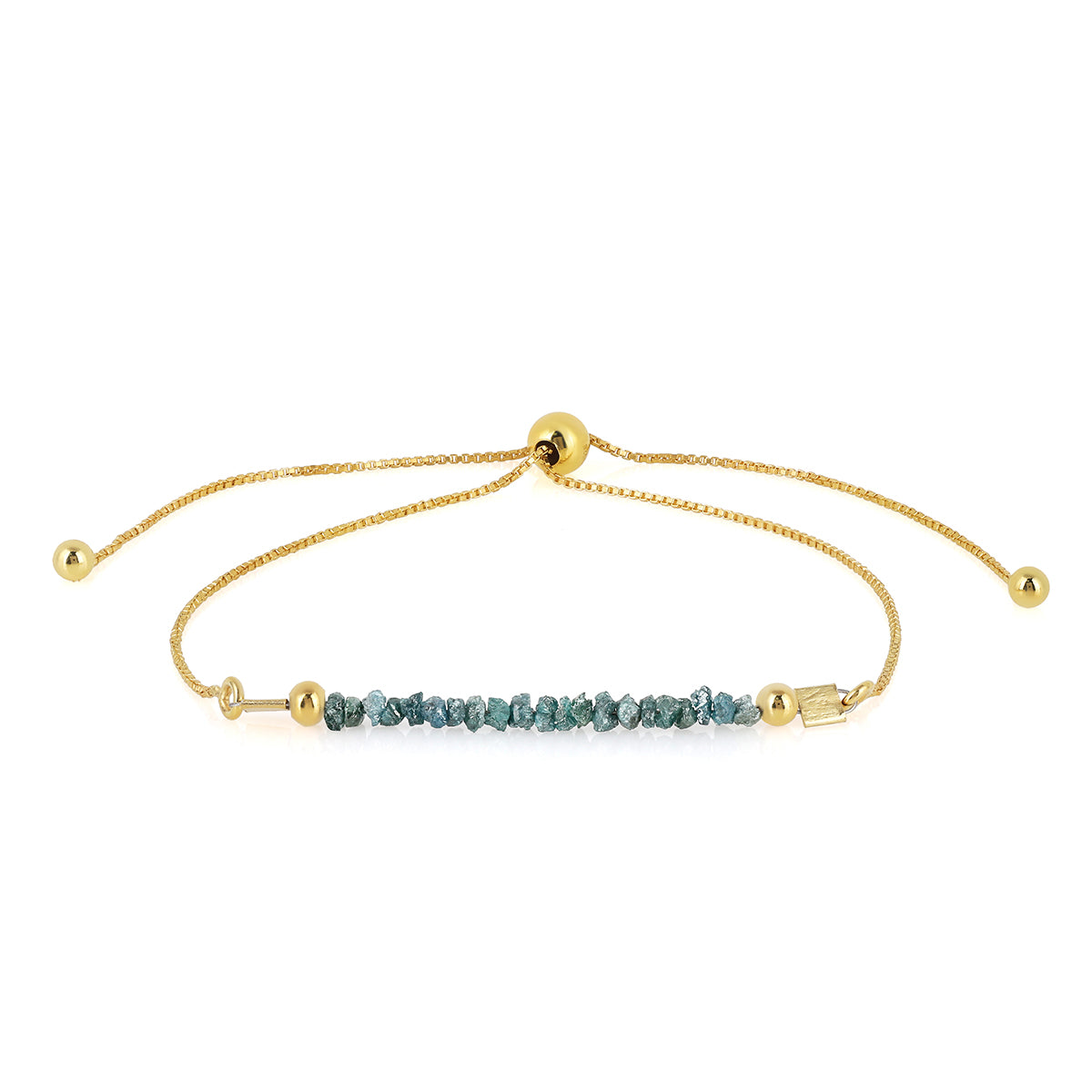 Blue Diamond Silver Bolo Chain Bracelet