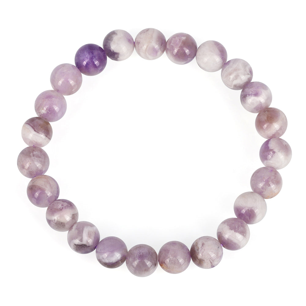 Chevron Amethyst Beads Stretch Bracelet