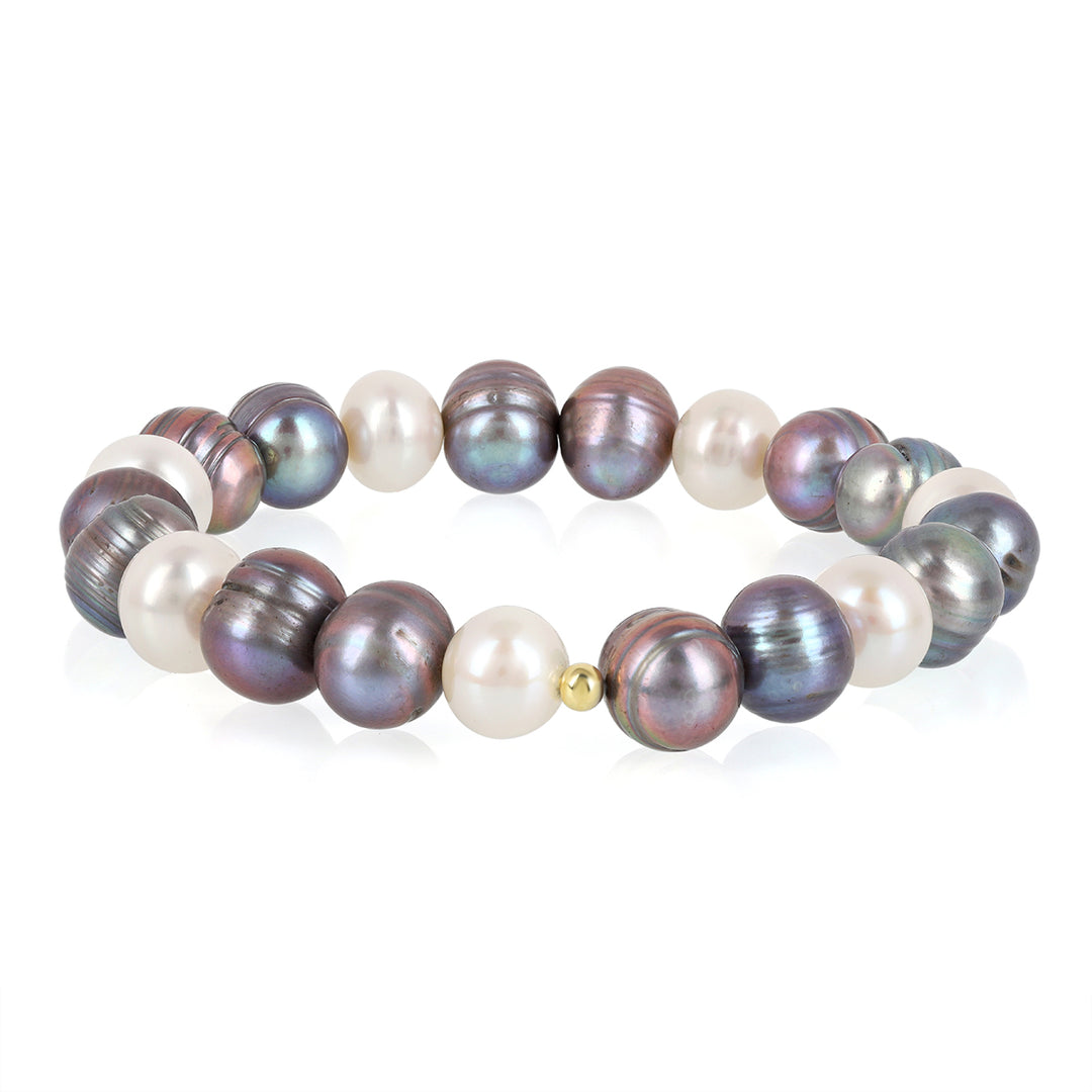 Black and White Pearl Stretch Bracelet