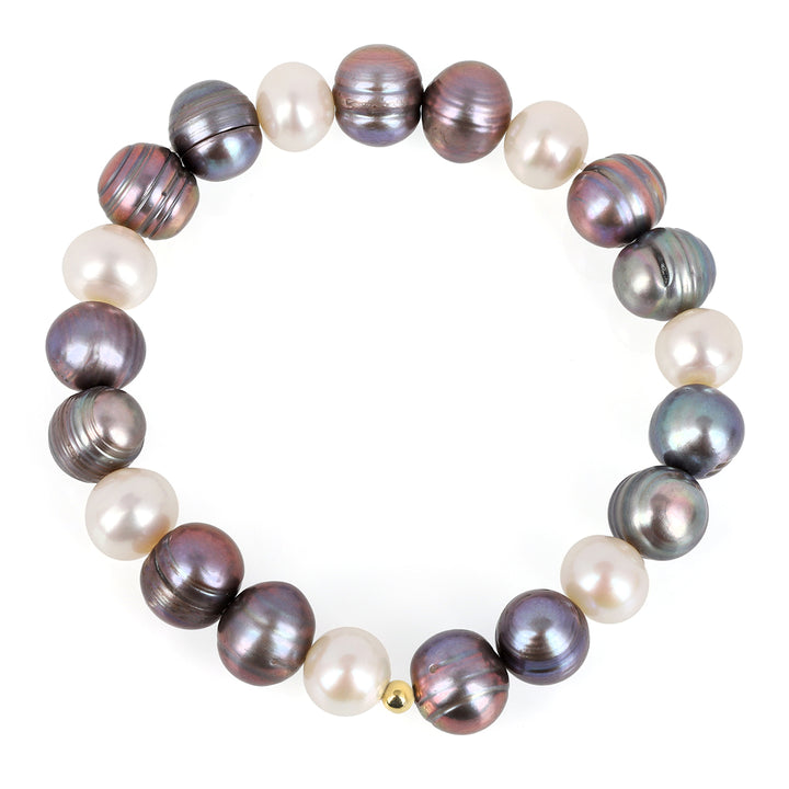 Black and White Pearl Stretch Bracelet