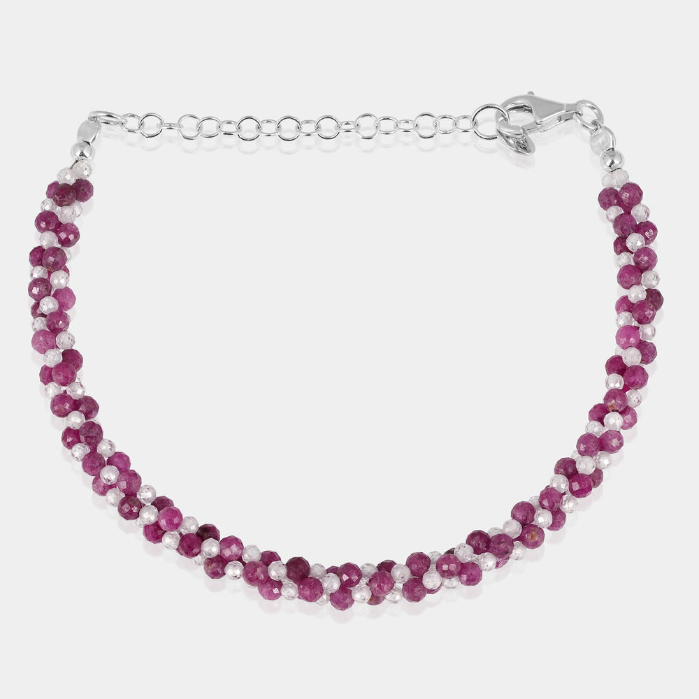 Zircon and Ruby Silver Bracelet