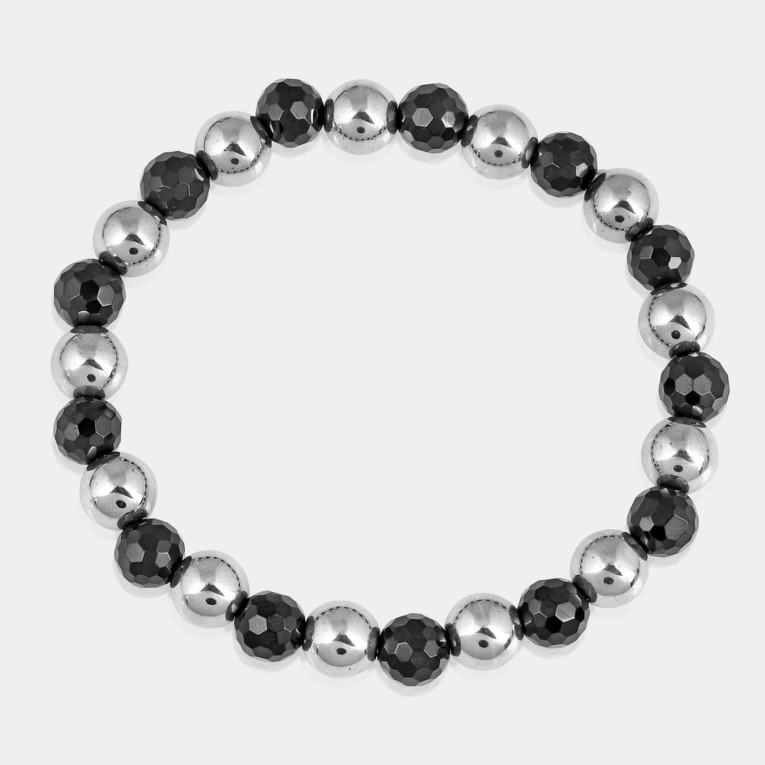 Black Spinel and Hematite Stretch Bracelet