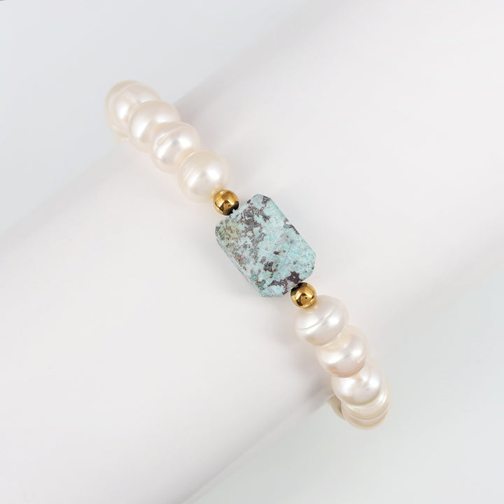 Pearl and Turquoise Unisex Stretch Bracelet