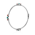 Coral and Turquoise Silver Bangle