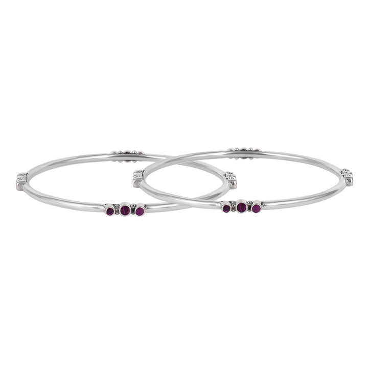 Ruby Silver Bangles