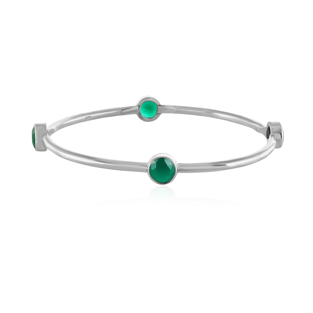 Sterling Silver Green Onyx Bangles