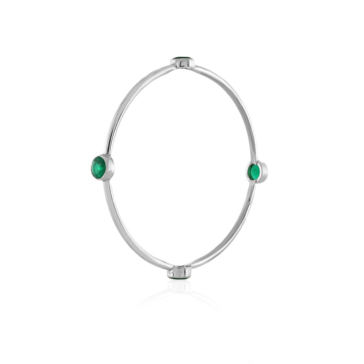 Sterling Silver Green Onyx Bangles