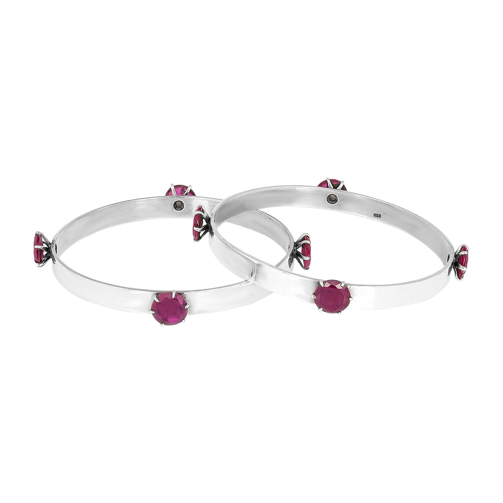 Ruby Sterling Silver Bangles