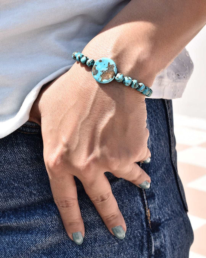 African Turquoise Silver Bracelet