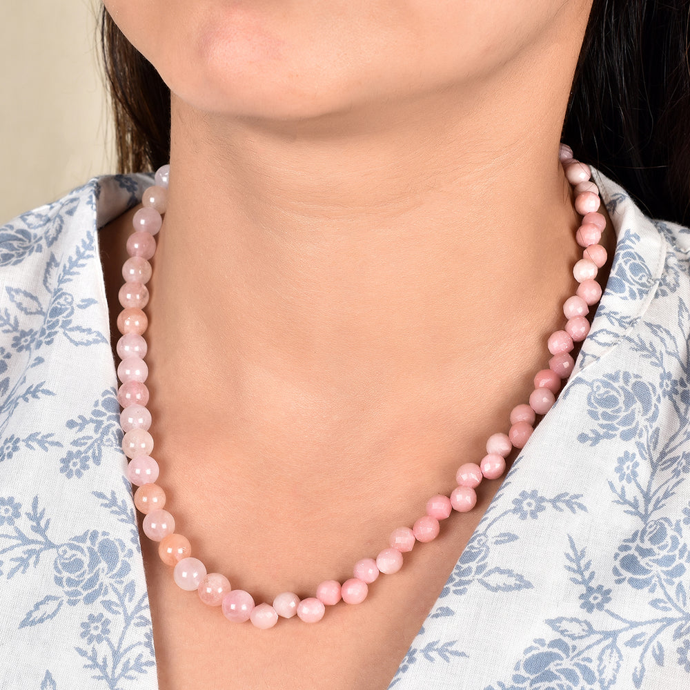 Morganite and Pink Opal Choker Necklace