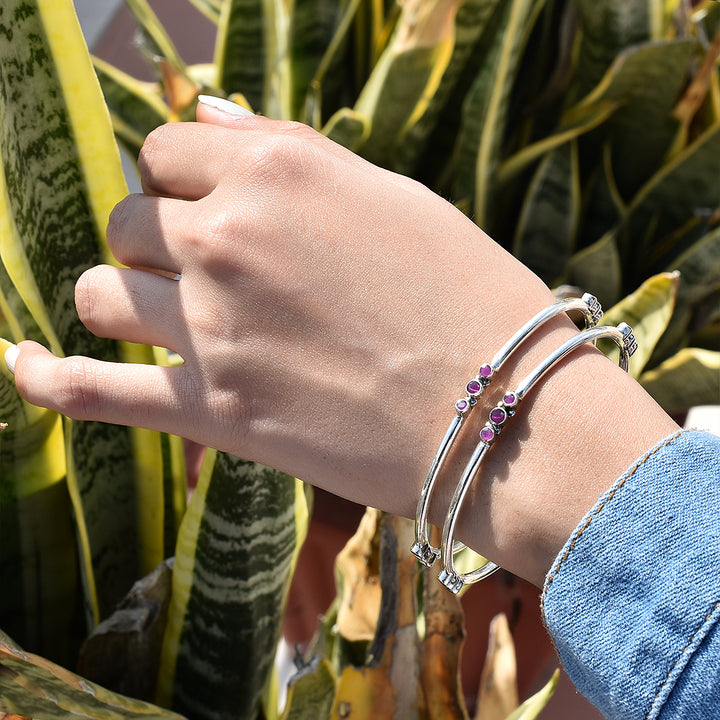 Ruby Silver Bangles