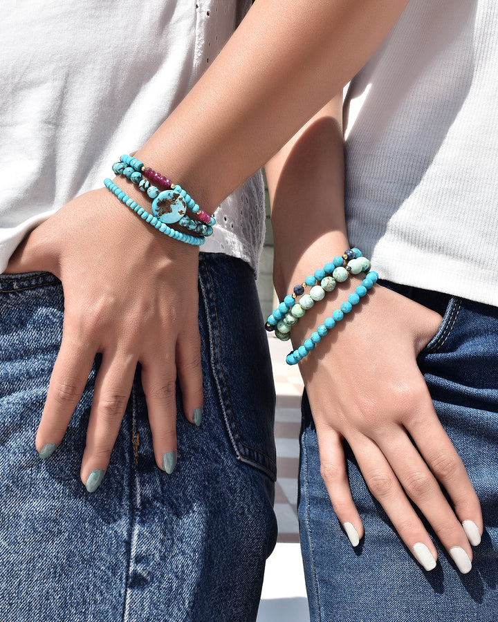 Turquoise and Sapphire Stretch Bracelet