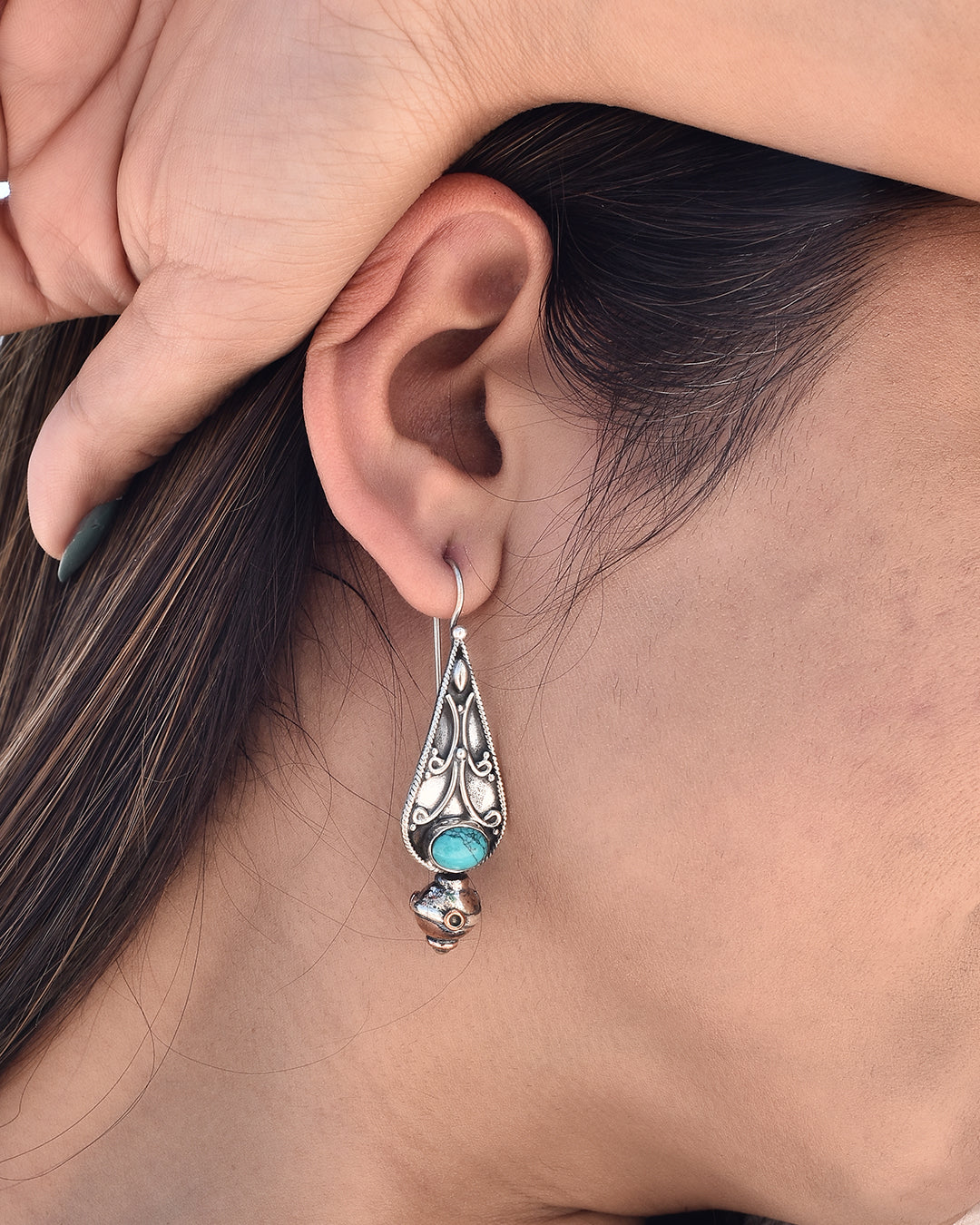 Turquoise 925 Silver Dangle Earrings